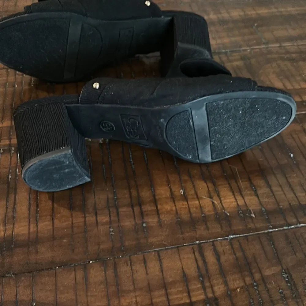 Circus Sam Edelman black bow peep toe block heels sandals 9.5 - Picture 3 of 7